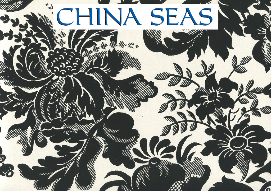 Des Gardes Black on Off White Screen Printed Wallpaper | China Seas