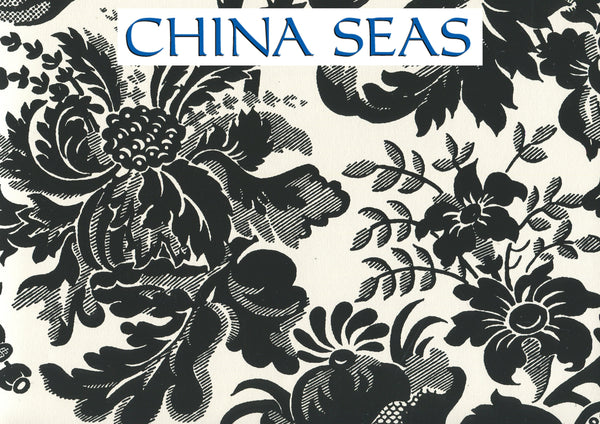 Des Gardes Black on Off White Screen Printed Wallpaper | China Seas