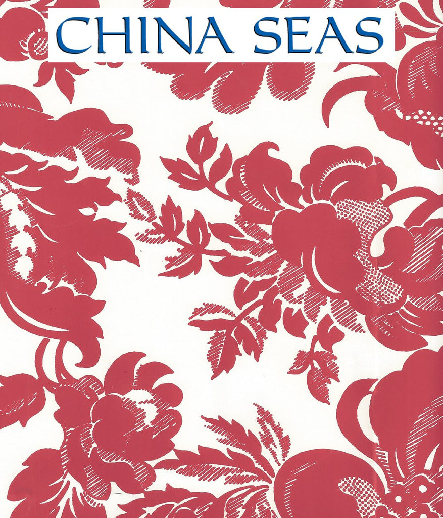 Des Gardes Burgundy on Off White Screen Printed Wallpaper | China Seas