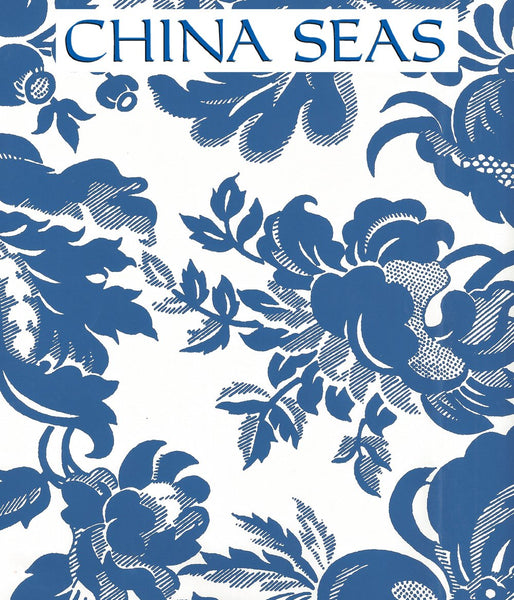 Des Gardes New Navy on Off White Screen Printed Wallpaper | China Seas