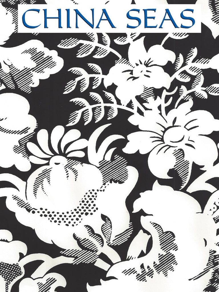 Des Gardes Reverse Black Off White Screen Printed Wallpaper | China Seas