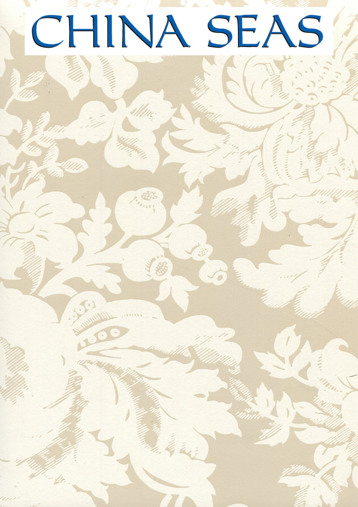 Des Gardes Reverse Pumice on Off White Screen Printed Wallpaper | China Seas