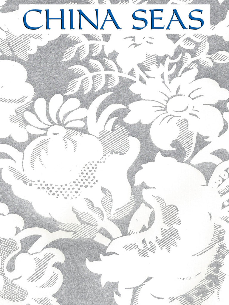 Des Gardes Reverse Silver Metallic Off White Screen Printed Wallpaper | China Seas
