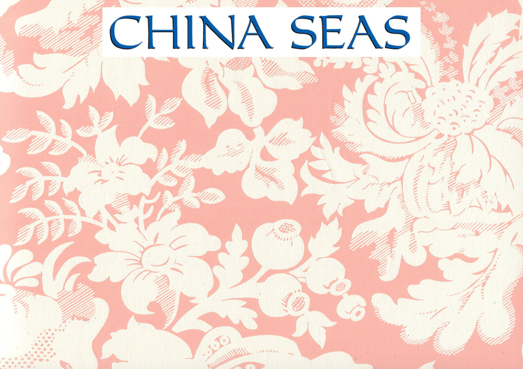 Des Gardes Reverse Soft Pink on Off White Screen Printed Wallpaper | China Seas