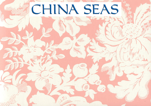 Des Gardes Reverse Soft Pink on Off White Screen Printed Wallpaper | China Seas