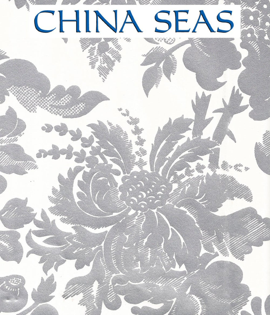 Des Gardes Silver Metallic on Off White Screen Printed Wallpaper | China Seas