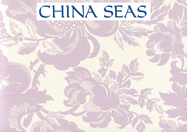 Des Gardes Soft Lavender on Off White Screen Printed Wallpaper | China Seas