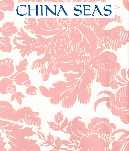 Des Gardes Soft Pink on Off White Screen Printed Wallpaper | China Seas