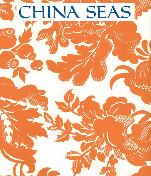 Des Gardes Terracotta on Off White Screen Printed Wallpaper | China Seas