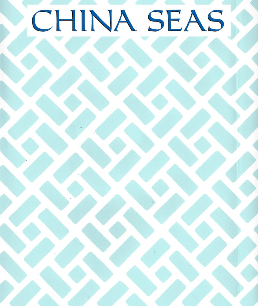 Edo Aqua on Almost White Screen Printed Wallpaper | China Seas