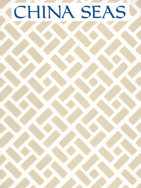 Edo Beige on White Screen Printed Wallpaper | China Seas