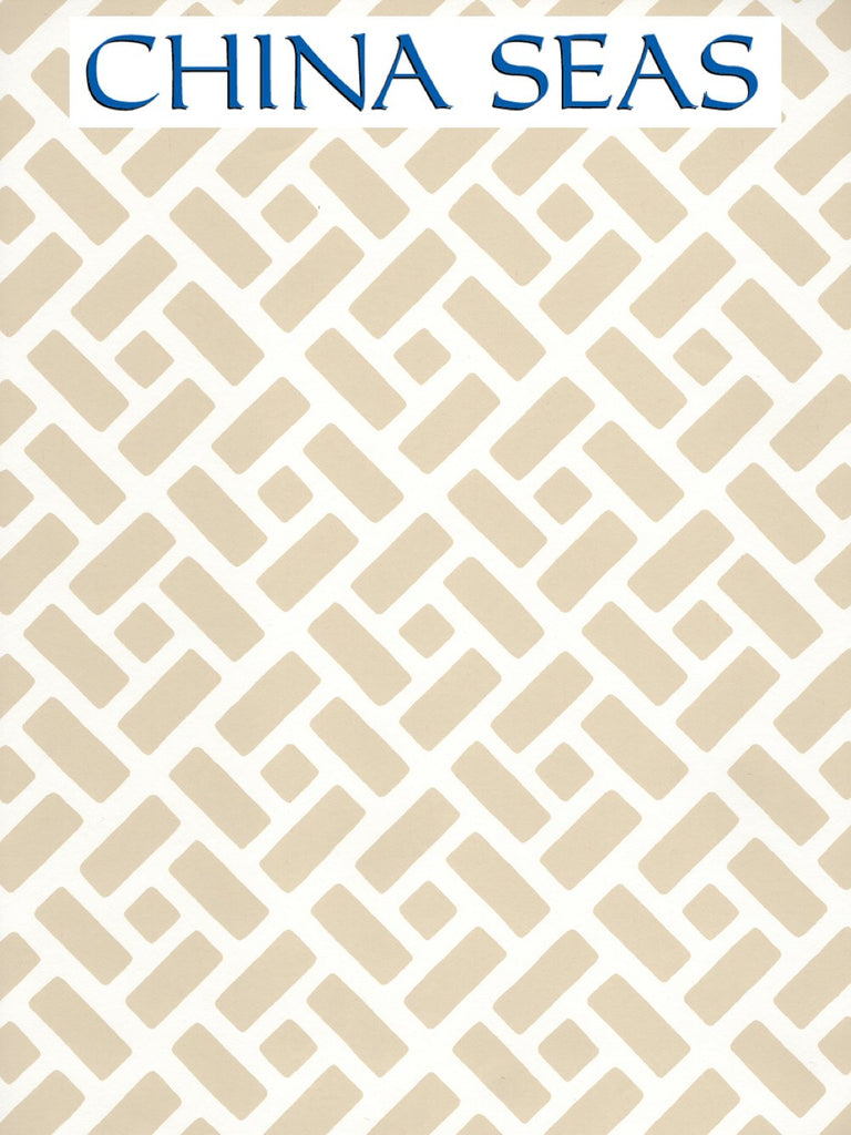 Edo Beige on White Screen Printed Wallpaper | China Seas
