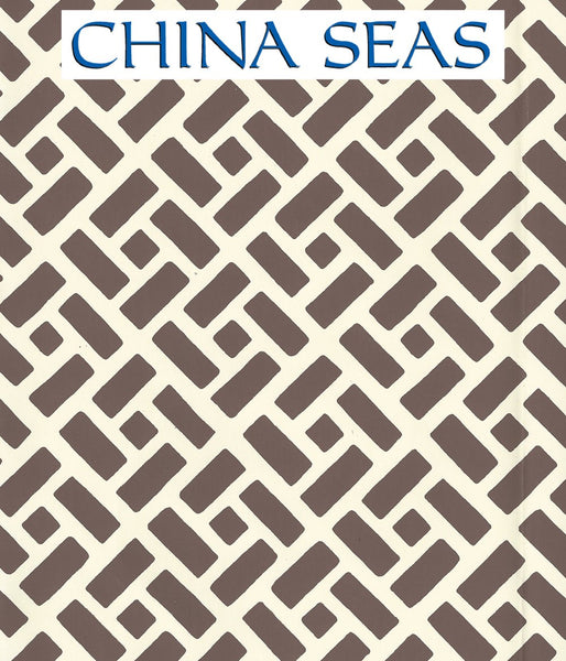Edo Brown on Off White Screen Printed Wallpaper | China Seas