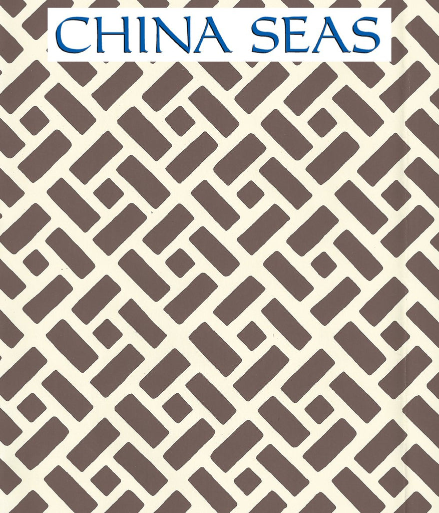 Edo Brown on Off White Screen Printed Wallpaper | China Seas