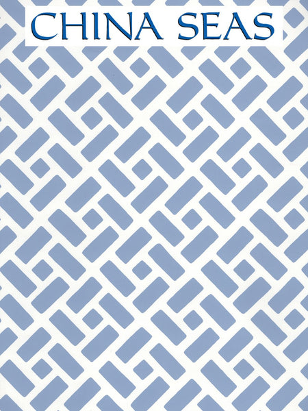 Edo French Blue on White Screen Printed Wallpaper | China Seas