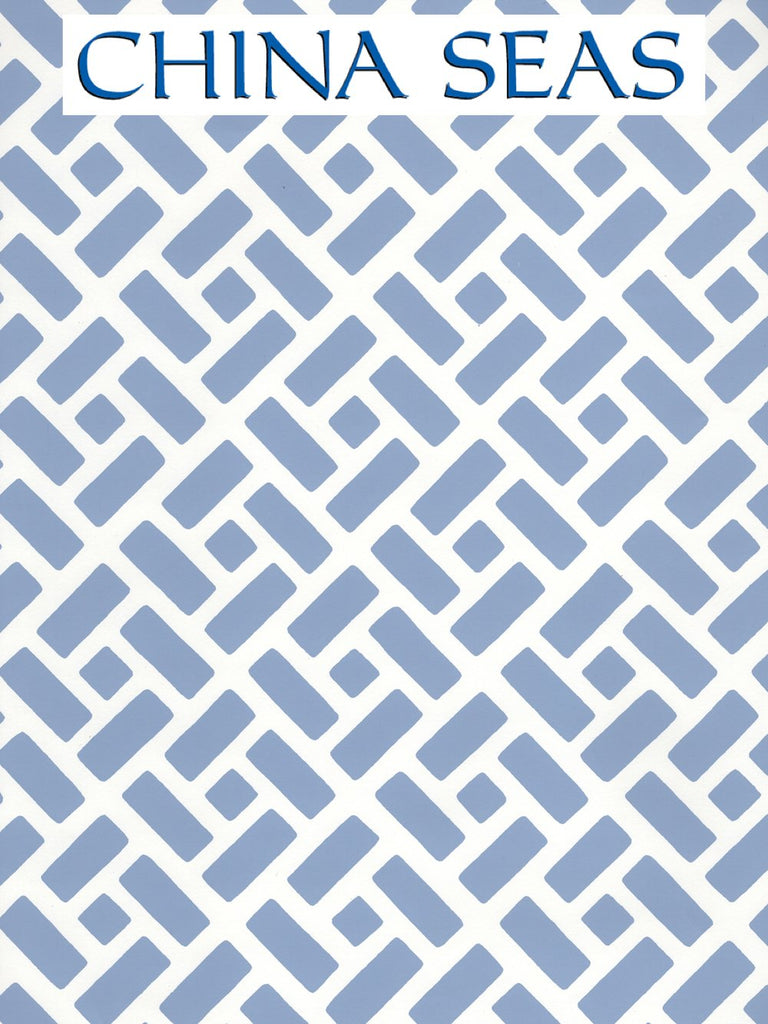 Edo French Blue on White Screen Printed Wallpaper | China Seas