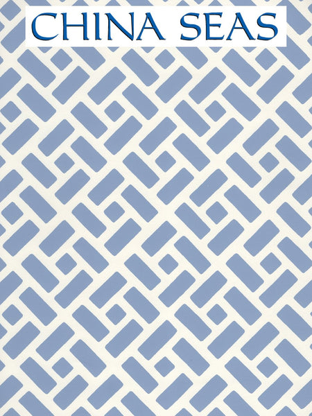 Edo II French Blue on Almost White Screen Printed Wallpaper | China Seas