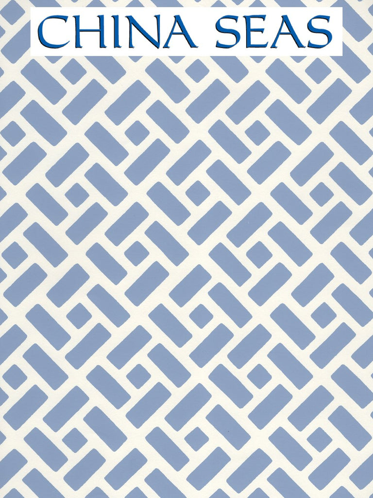 Edo II French Blue on Almost White Screen Printed Wallpaper | China Seas