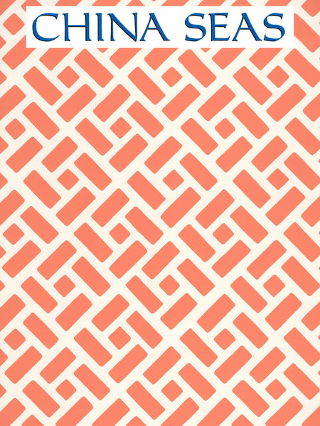 Edo II Salmon on Almost White Screen Printed Wallpaper | China Seas