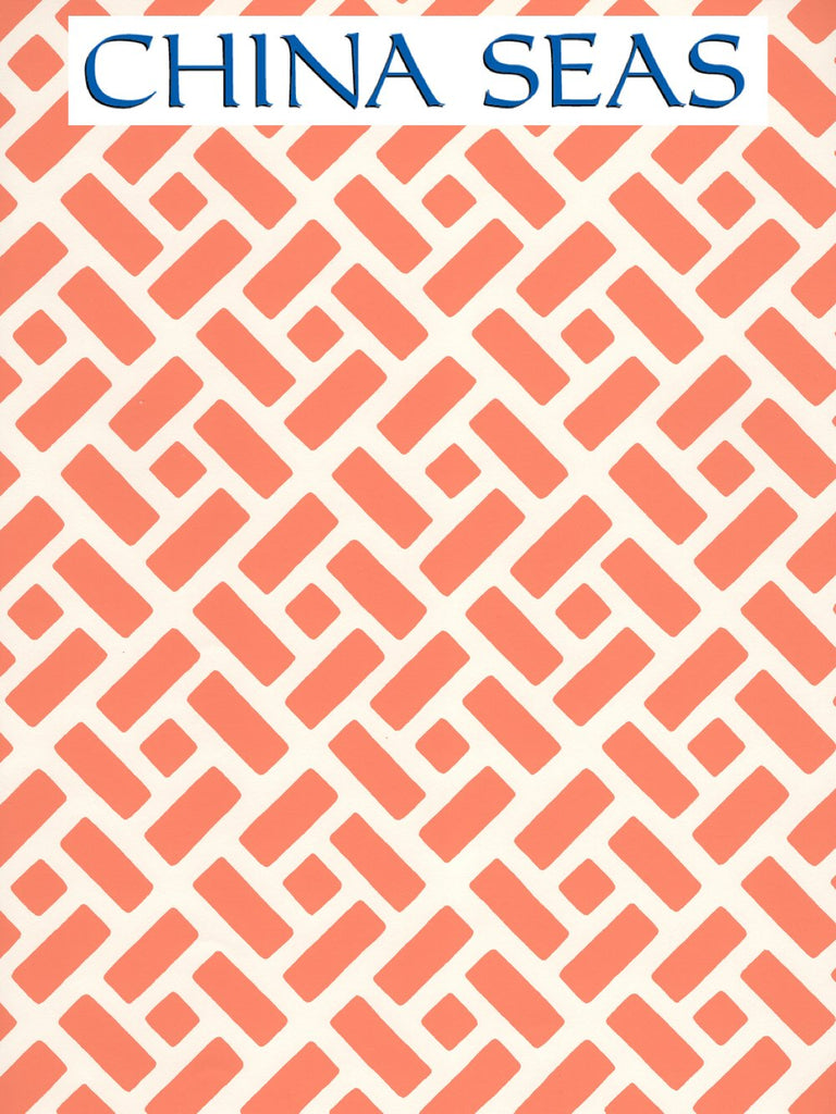 Edo II Salmon on Almost White Screen Printed Wallpaper | China Seas