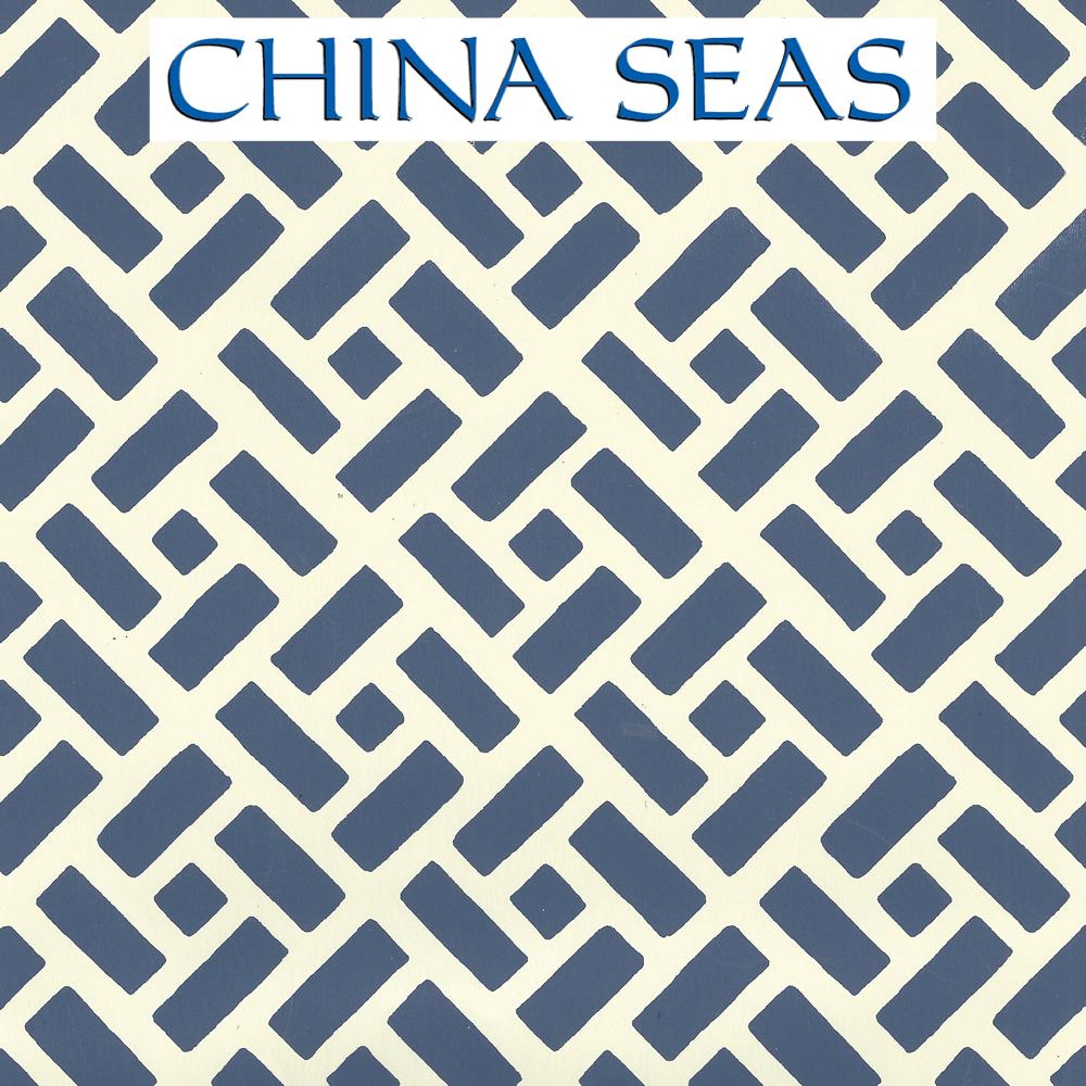 Edo Navy on Off White Screen Printed Wallpaper | China Seas
