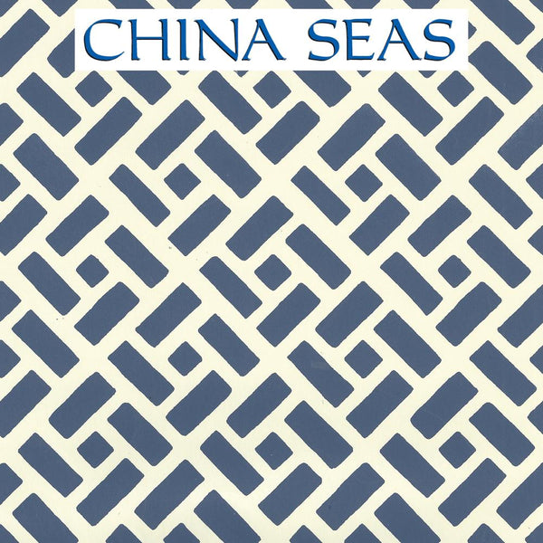 Edo Navy on Off White Screen Printed Wallpaper | China Seas
