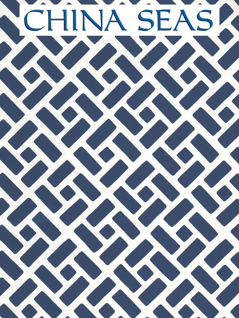Edo Navy on White Screen Printed Wallpaper | China Seas