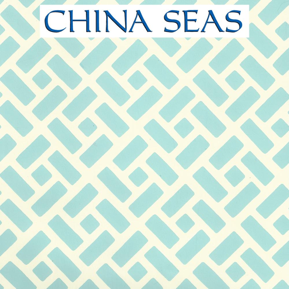 Edo Turquoise on Off White Screen Printed Wallpaper | China Seas