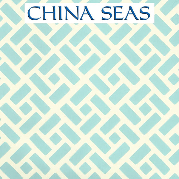 Edo Turquoise on Off White Screen Printed Wallpaper | China Seas