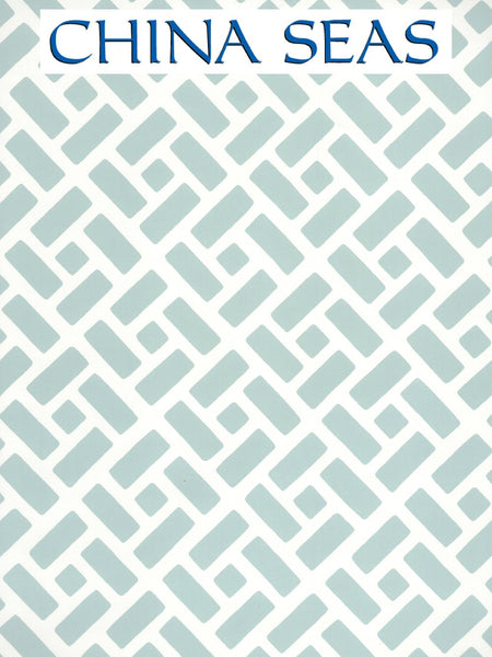 Edo Windsor Blue on White Screen Printed Wallpaper | China Seas
