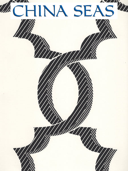 El Cid Black on Almost White Screen Printed Wallpaper | China Seas