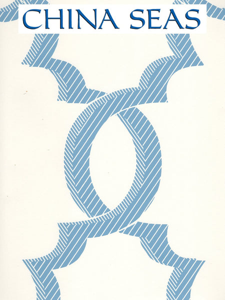 El Cid French Blue on Almost White Screen Printed Wallpaper | China Seas