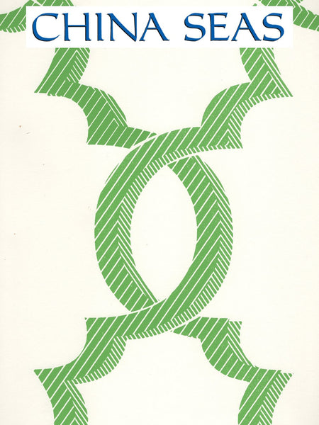 El Cid Kelly Green on Almost White Screen Printed Wallpaper | China Seas