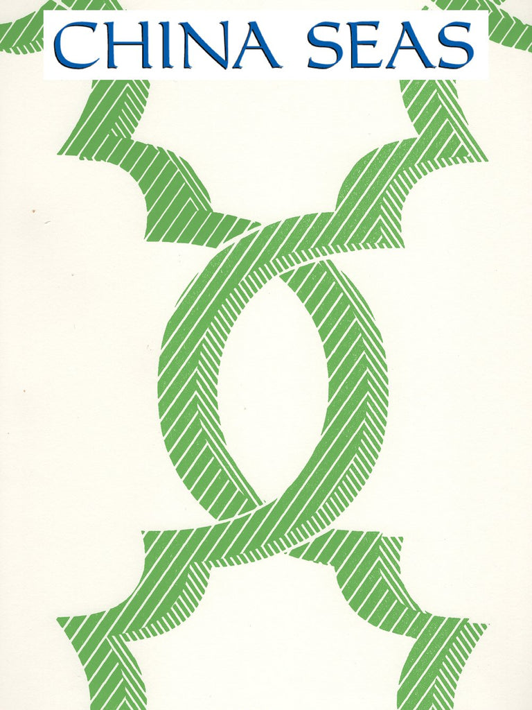 El Cid Kelly Green on Almost White Screen Printed Wallpaper | China Seas