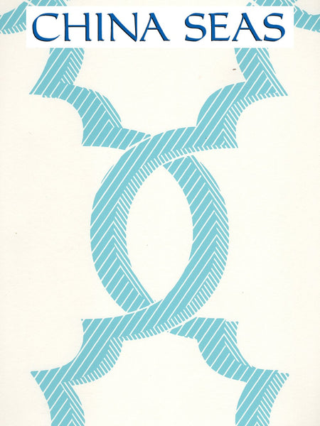 El Cid Turquoise on Almost White Screen Printed Wallpaper | China Seas