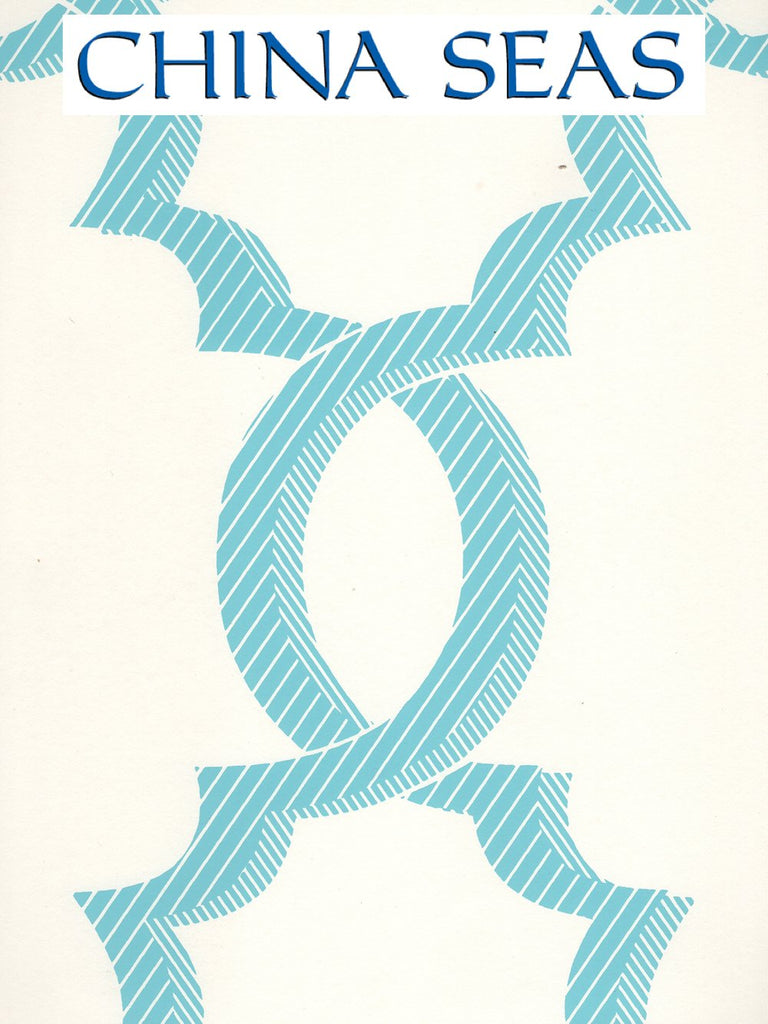 El Cid Turquoise on Almost White Screen Printed Wallpaper | China Seas