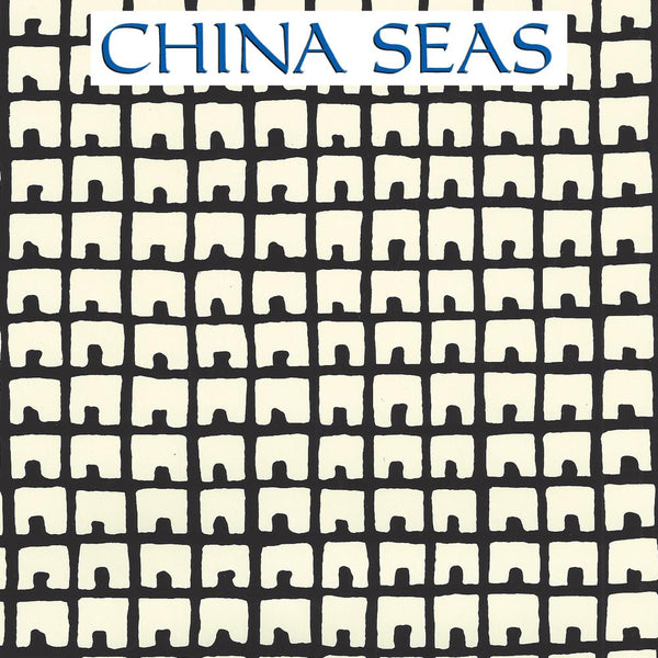 Fez Background Black on Off White Screen Printed Wallpaper | China Seas