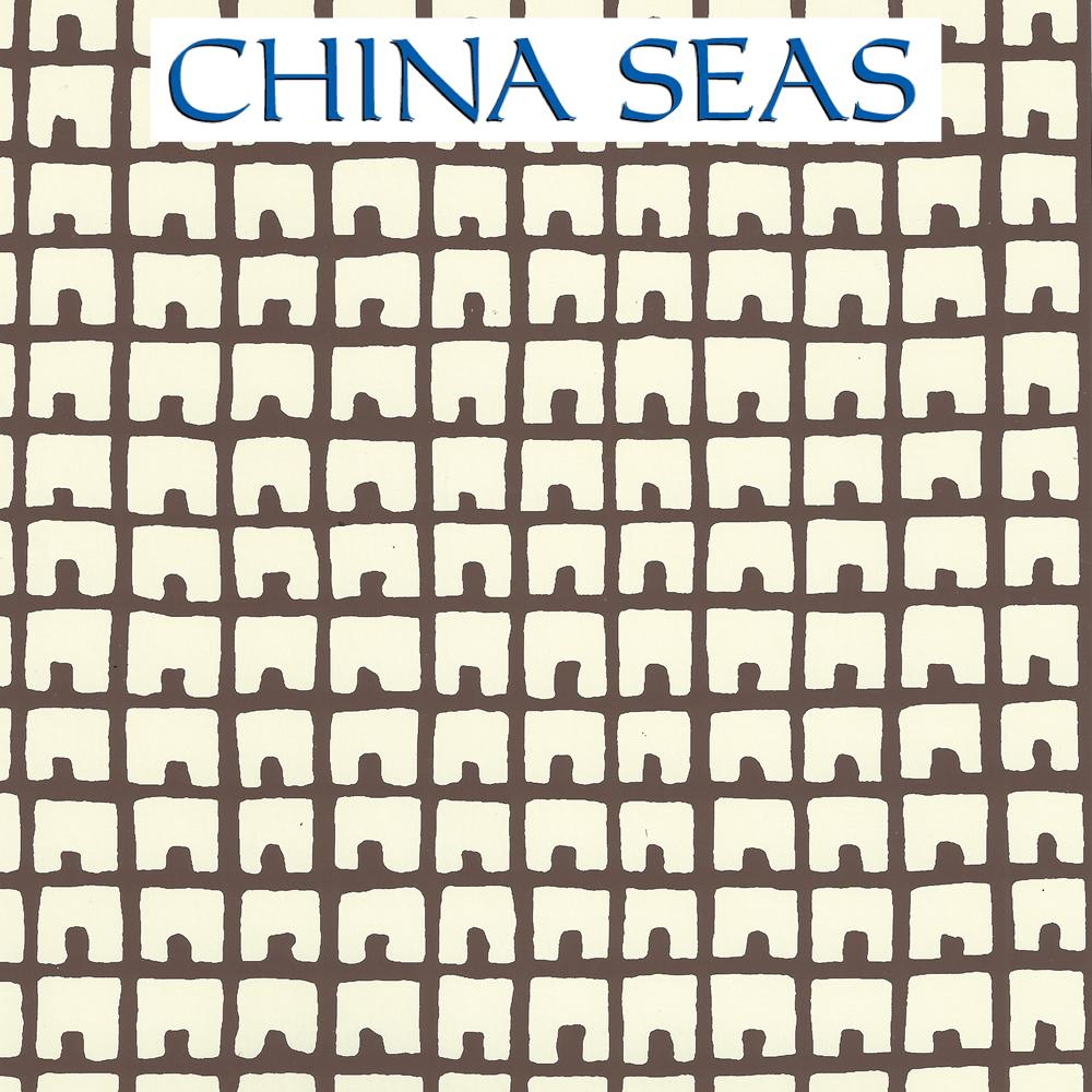 Fez Background Brown on Off White Screen Printed Wallpaper | China Seas