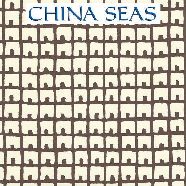 Fez Background Brown on Off White Screen Printed Wallpaper | China Seas