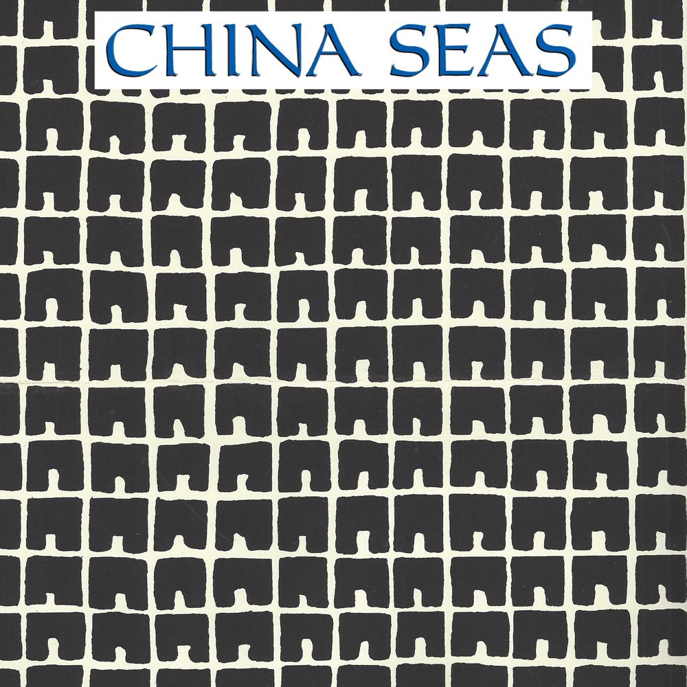 Fez II Black on Off White Screen Printed Wallpaper | China Seas