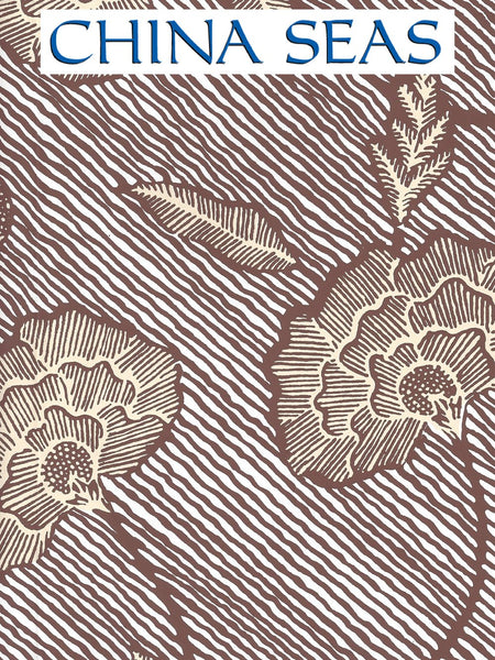 Flores Multi Brown Cream on White Screen Printed Wallpaper | China Seas