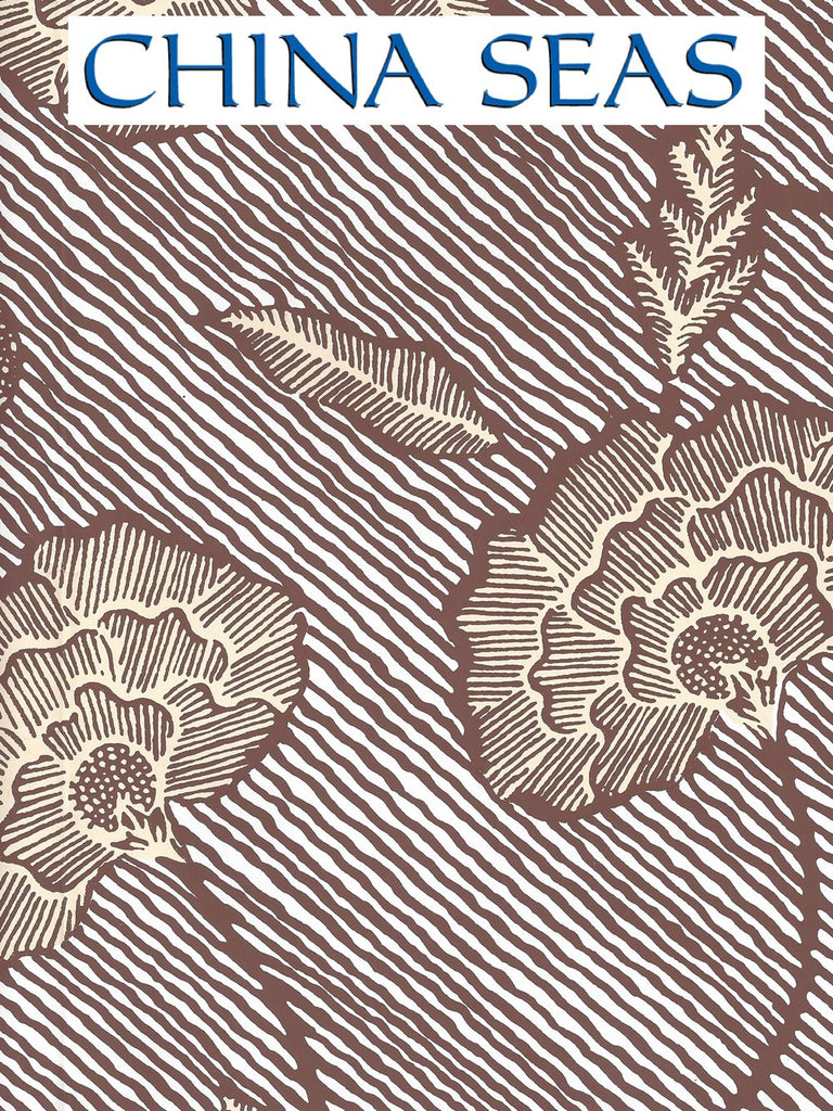 Flores Multi Brown Cream on White Screen Printed Wallpaper | China Seas