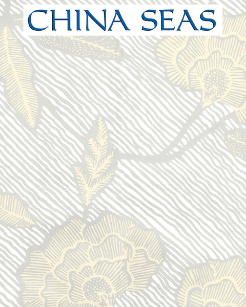Flores Multi Gray Cream on White Screen Printed Wallpaper | China Seas