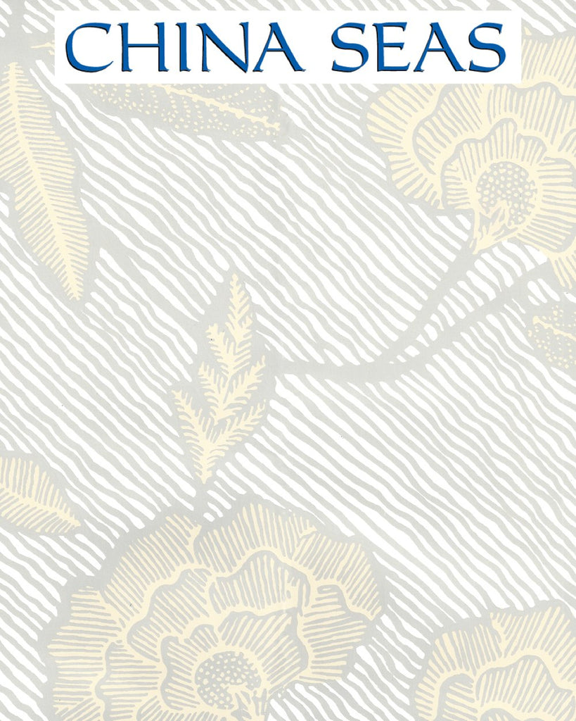 Flores Multi Gray Cream on White Screen Printed Wallpaper | China Seas