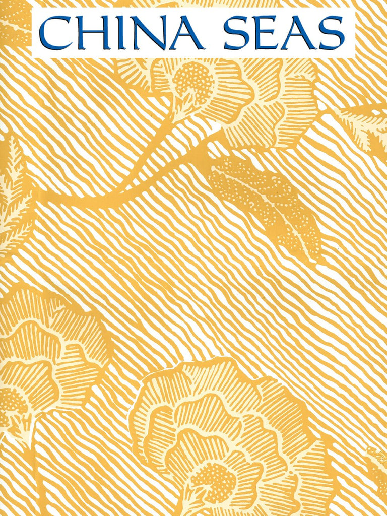 Flores Multi Inca Gold Cream on White Screen Printed Wallpaper | China Seas