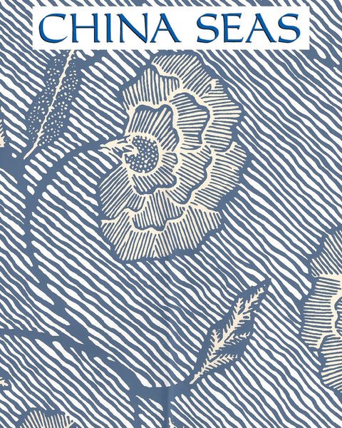 Flores Multi Navy Cream on White Screen Printed Wallpaper | China Seas