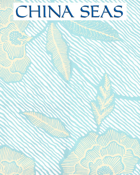 Flores Multi New Blue Cream on White Screen Printed Wallpaper | China Seas