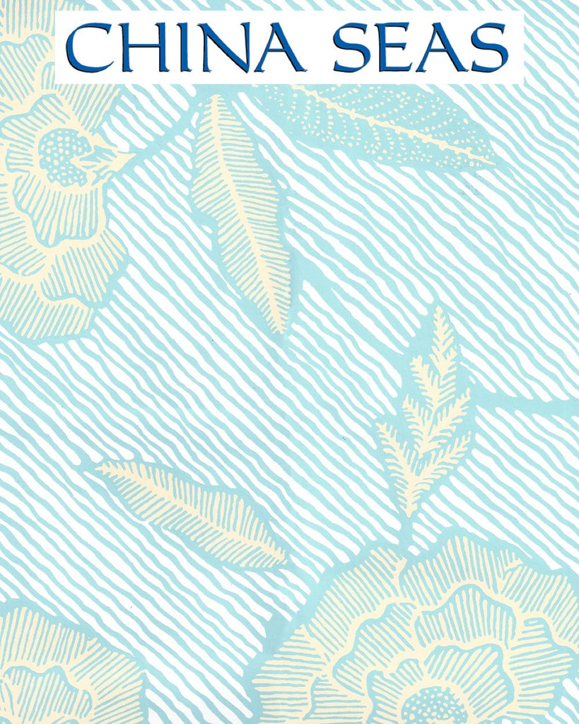 Flores Multi New Blue Cream on White Screen Printed Wallpaper | China Seas