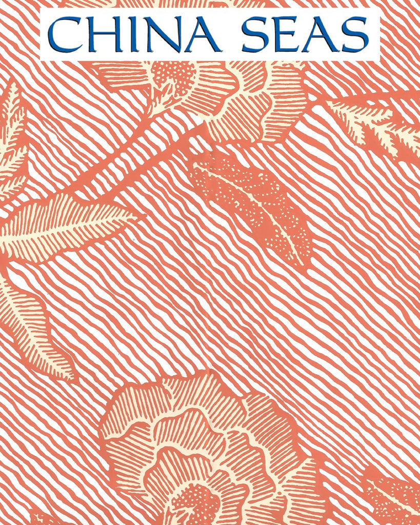 Flores Multi Orange Cream on White Screen Printed Wallpaper | China Seas