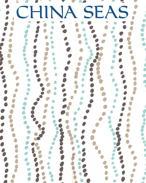 Ginza Brown Camel Aqua on White Screen Printed Wallpaper | China Seas
